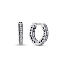 Load image into Gallery viewer, Pavé Heart Hoop Earrings