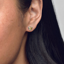 Load image into Gallery viewer, Domed Golden Heart Stud Earrings