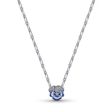 Load image into Gallery viewer, Blue Pansy Flower Pendant Necklace