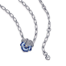 Load image into Gallery viewer, Blue Pansy Flower Pendant Necklace