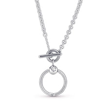 Load image into Gallery viewer, Pandora Moments O Pendant T-bar Necklace