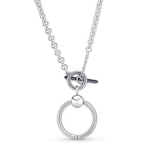 Load image into Gallery viewer, Pandora Moments O Pendant T-bar Necklace