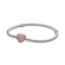 Load image into Gallery viewer, Pandora Moments Pavé Heart Clasp Snake Chain Bracelet