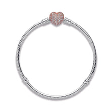 Load image into Gallery viewer, Pandora Moments Pavé Heart Clasp Snake Chain Bracelet