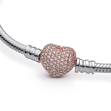 Load image into Gallery viewer, Pandora Moments Pavé Heart Clasp Snake Chain Bracelet