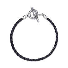 Load image into Gallery viewer, Pandora Moments Braided Leather T-bar Bracelet