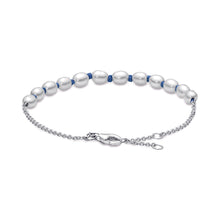 Load image into Gallery viewer, Freshwater Cultured Pearl Blue Cord Chain Bracelet