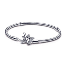 Load image into Gallery viewer, Pandora Moments Asymmetric Star T-bar Snake Chain Bracelet