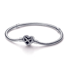 Load image into Gallery viewer, Pandora Moments Sparkling Infinity Heart Clasp Snake Chain Bracelet