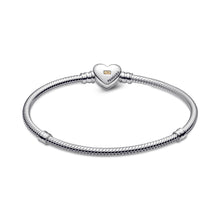 Load image into Gallery viewer, Domed Golden Heart Clasp Snake Chain Bracelet