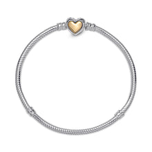 Load image into Gallery viewer, Domed Golden Heart Clasp Snake Chain Bracelet
