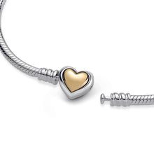 Load image into Gallery viewer, Domed Golden Heart Clasp Snake Chain Bracelet