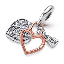 Load image into Gallery viewer, Heart Padlock Double Dangle Charm