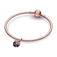 Load image into Gallery viewer, Deep Purple Pansy Flower Dangle Charm