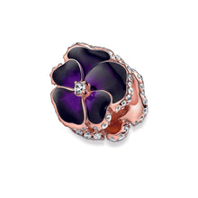 Load image into Gallery viewer, Deep Purple Pansy Flower Charm