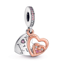 Load image into Gallery viewer, Entwined Infinite Hearts Double Dangle Charm