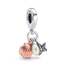 Load image into Gallery viewer, Freshwater Cultured Pearl, Starfish & Shell Triple Dangle Charm