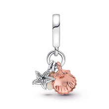 Load image into Gallery viewer, Freshwater Cultured Pearl, Starfish & Shell Triple Dangle Charm