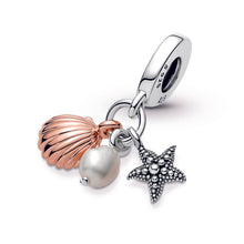 Load image into Gallery viewer, Freshwater Cultured Pearl, Starfish & Shell Triple Dangle Charm