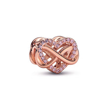 Load image into Gallery viewer, Sparkling Infinity Pink Heart Charm