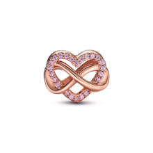 Load image into Gallery viewer, Sparkling Infinity Pink Heart Charm