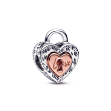 Load image into Gallery viewer, Two-tone Padlock Splittable Heart Charm