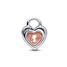 Load image into Gallery viewer, Two-tone Padlock Splittable Heart Charm