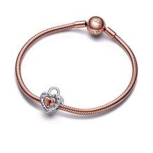 Load image into Gallery viewer, Two-tone Padlock Splittable Heart Charm