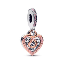 Load image into Gallery viewer, Two-tone Infinity Heart Double Dangle Charm