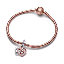 Load image into Gallery viewer, Two-tone Infinity Heart Double Dangle Charm