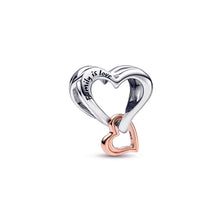 Load image into Gallery viewer, Two-tone Openwork Infinity Heart Charm