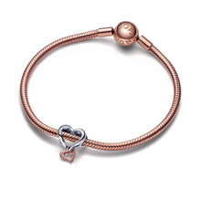 Load image into Gallery viewer, Two-tone Openwork Infinity Heart Charm