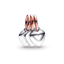 Load image into Gallery viewer, Two-tone Splittable Family Generation of Hearts Triple Dangle Charm