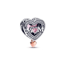 Load image into Gallery viewer, Two-tone Openwork Mum & Heart Charm