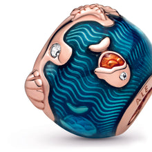 Load image into Gallery viewer, Shimmering Ocean Waves & Fish Charm