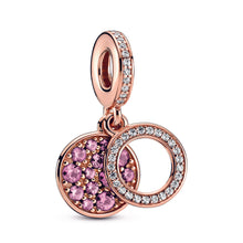 Load image into Gallery viewer, Sparkling Pink Disc Double Dangle Charm