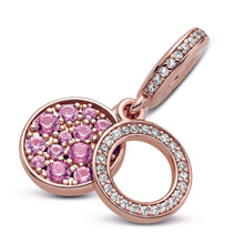 Load image into Gallery viewer, Sparkling Pink Disc Double Dangle Charm
