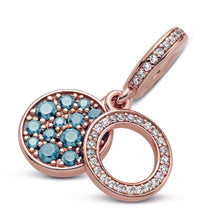 Load image into Gallery viewer, Sparkling Light Blue Disc Double Dangle Charm