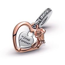 Load image into Gallery viewer, Heart & Rose Flower Dangle Charm