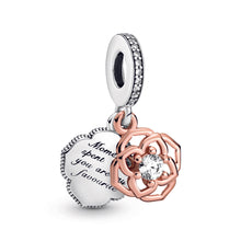 Load image into Gallery viewer, Two-tone Rose Dangle Charm
