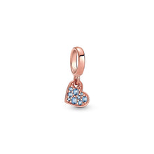 Load image into Gallery viewer, Light Blue Pavé Tilted Heart Dangle Charm