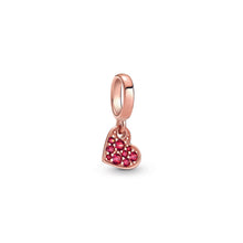 Load image into Gallery viewer, Red Pavé Tilted Heart Dangle Charm