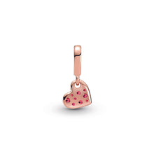 Load image into Gallery viewer, Red Pavé Tilted Heart Dangle Charm