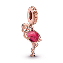 Load image into Gallery viewer, Pink Murano Glass Flamingo Dangle Charm