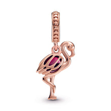 Load image into Gallery viewer, Pink Murano Glass Flamingo Dangle Charm