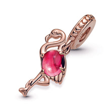 Load image into Gallery viewer, Pink Murano Glass Flamingo Dangle Charm