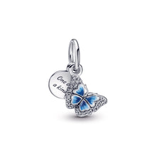 Load image into Gallery viewer, Blue Butterfly & Quote Double Dangle Charm