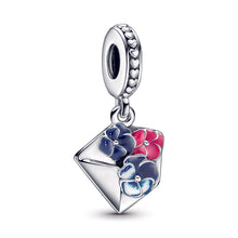 Load image into Gallery viewer, Pansy Flower Envelope Dangle Charm