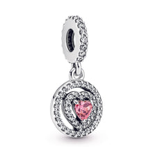 Load image into Gallery viewer, Sparkling Double Halo Heart Dangle Charm
