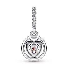 Load image into Gallery viewer, Sparkling Double Halo Heart Dangle Charm